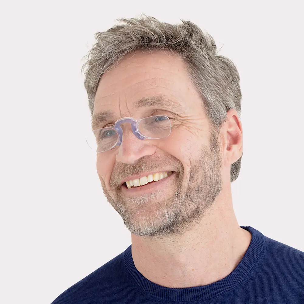 Occhiali Pince Nez Da Vista Da Lettura Da Naso In Metallo Astuccio E - Foto 3